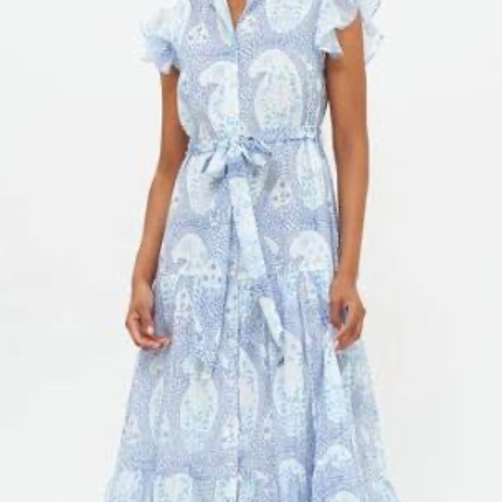 NWOT Oliphant Ruffle Collar Button Maxi Dress